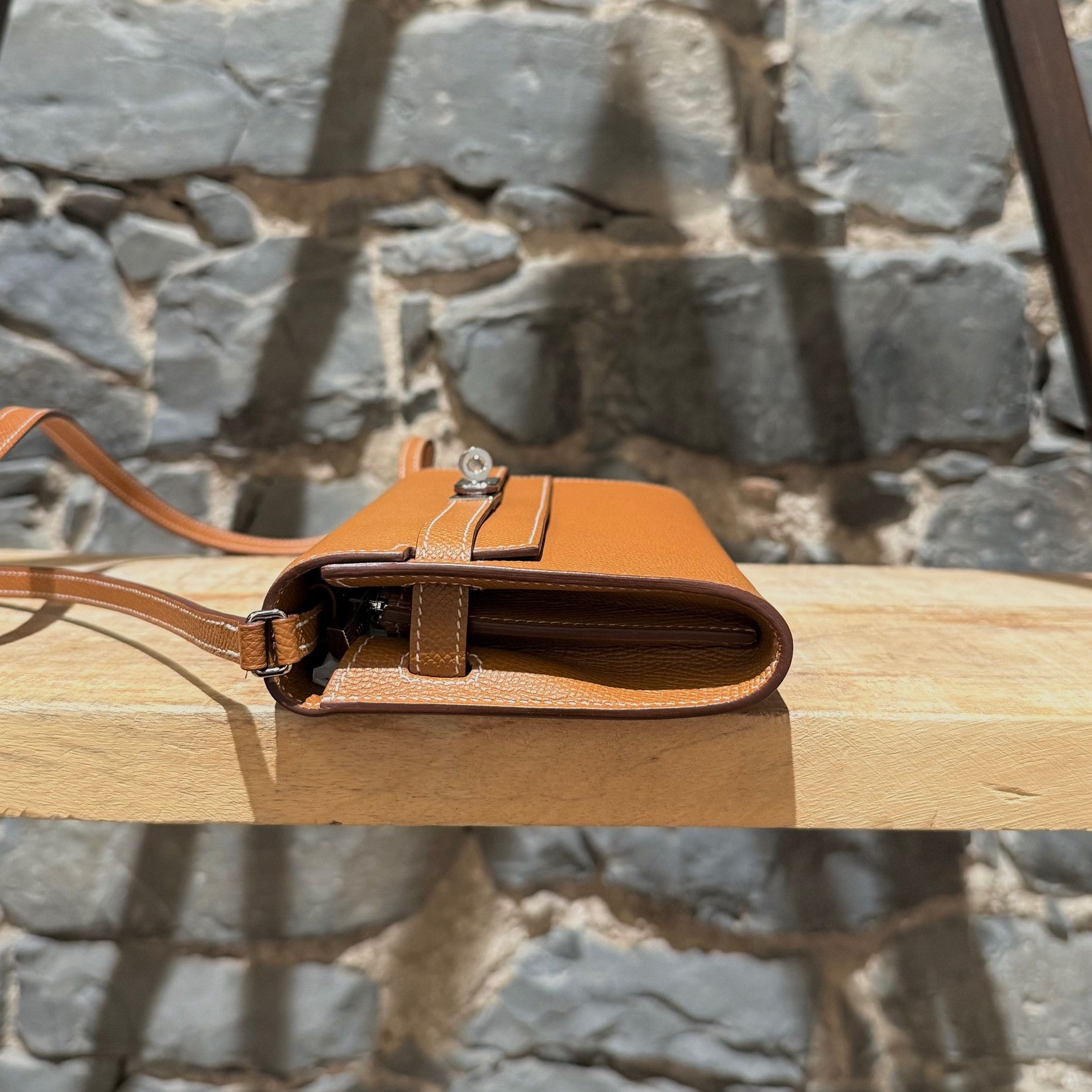 Hermes Hermès 2020 Gold Epsom Kelly Classique To Go Wallet on Strap Size ONE SIZE - 7 Thumbnail