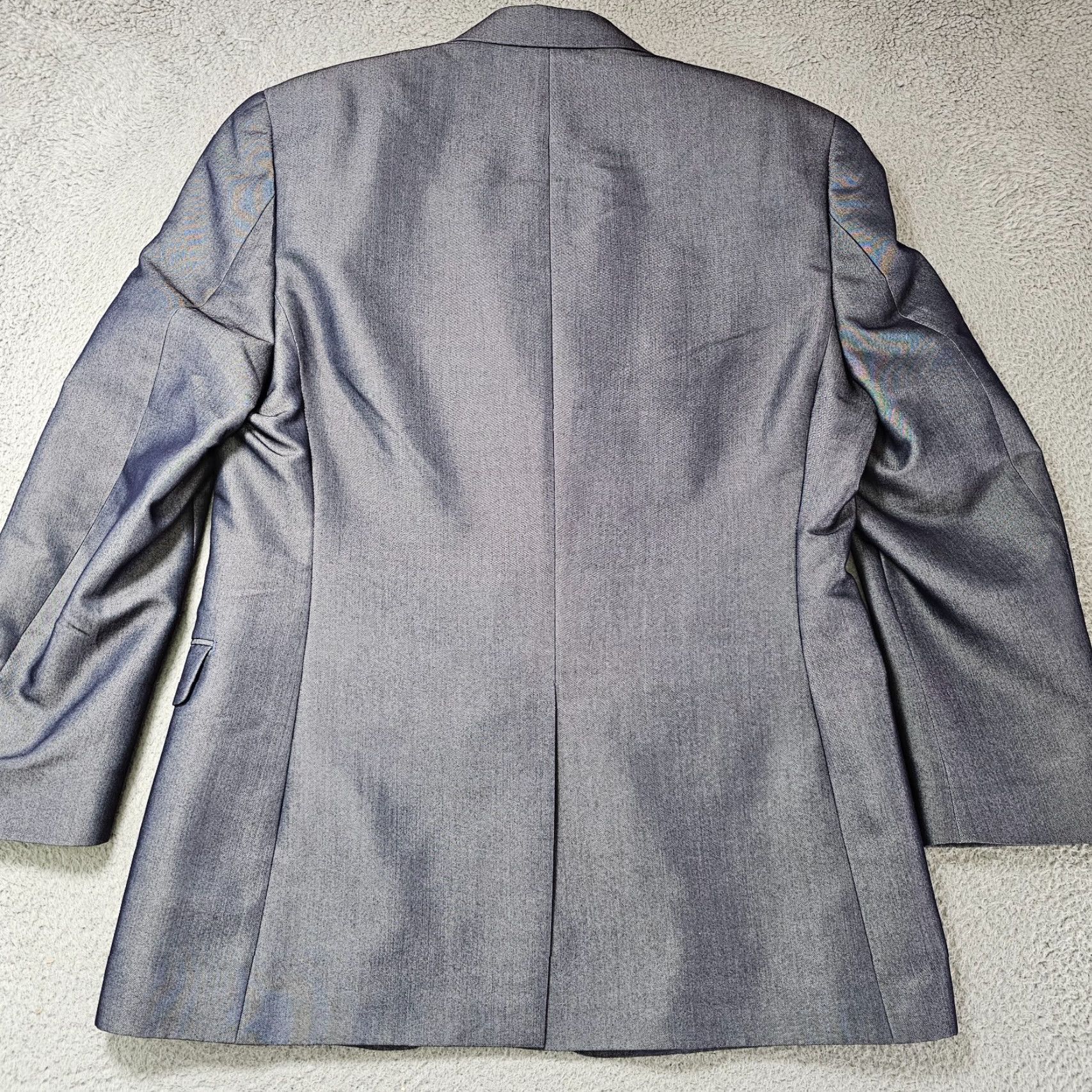 Ralph Lauren VINTAGE Lauren Ralph Lauren Sport Coat Blazer Jacket Mens 40R Indigo Sharkskin Sheen Blue Notch 2 Piece Three-Button 40 Regular Boys? Size 40R - 7 Thumbnail