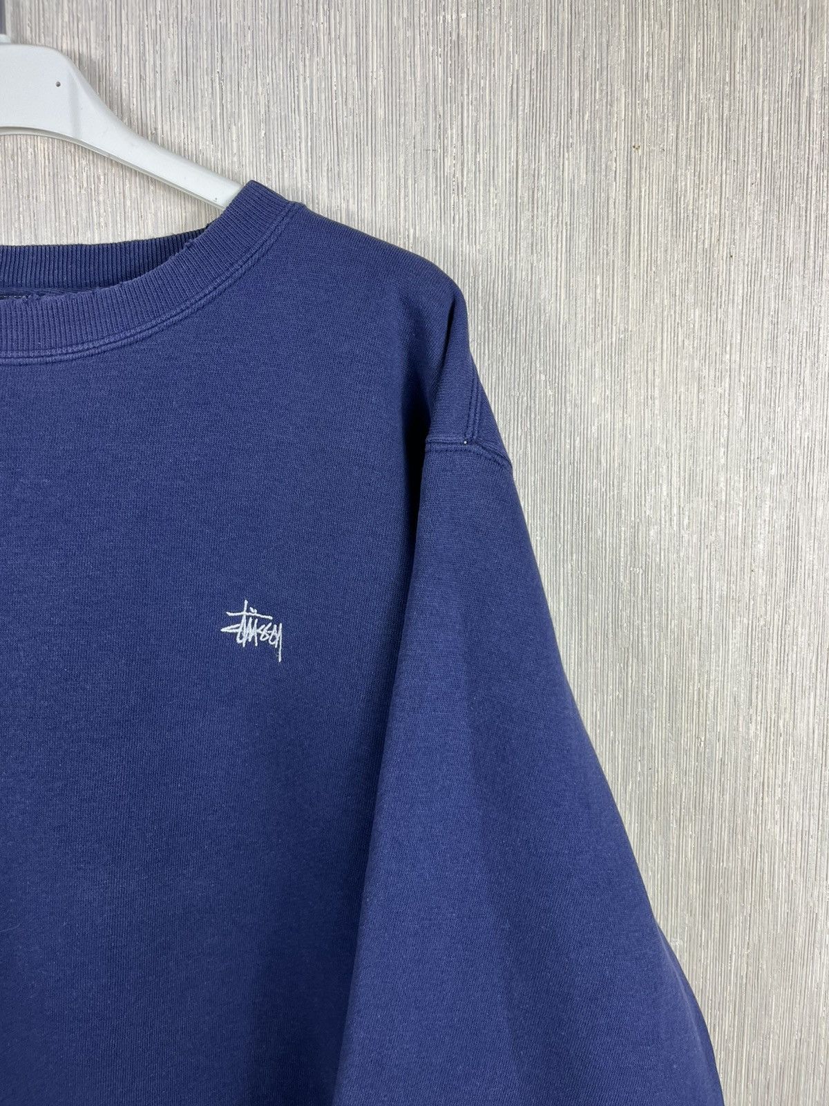 Stussy Vintage 80s Stussy basic chest logo navy distressed crewneck Size US M / EU 48-50 / 2 - 5 Thumbnail