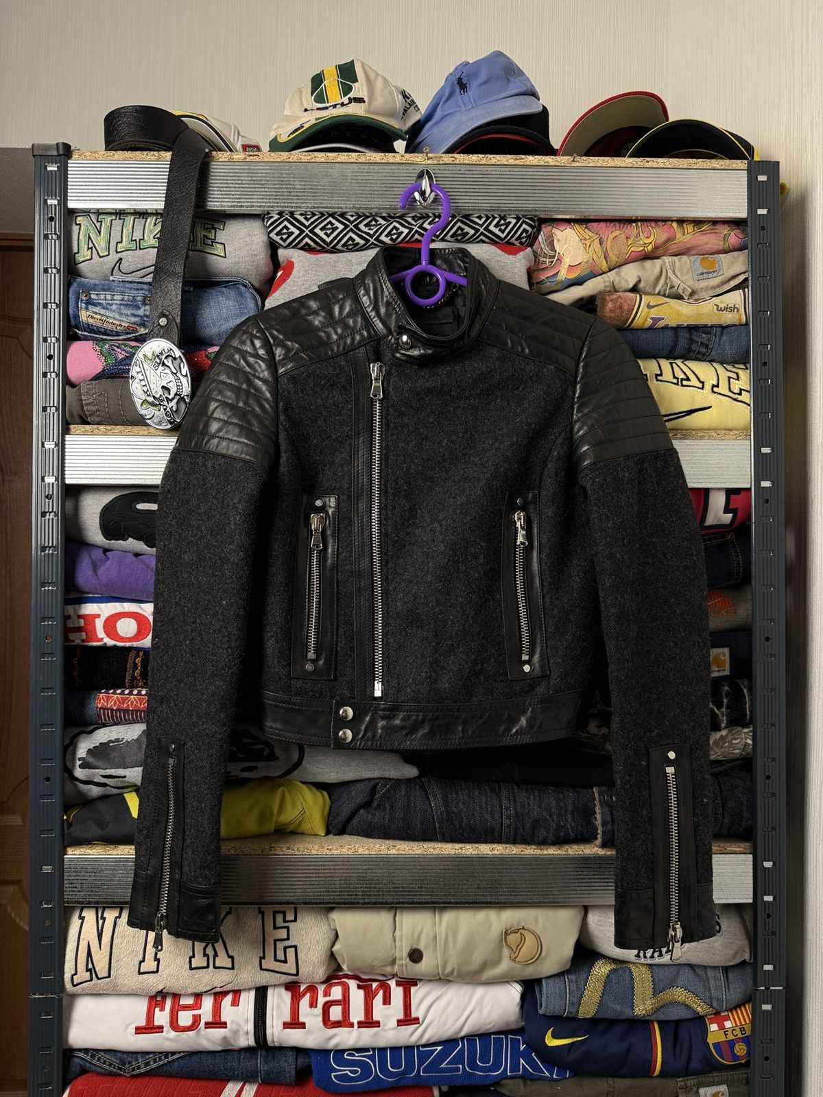 Diesel Black Gold Diesel Black Gold wool + leather biker moto jacket Size XS / US 0-2 / IT 36-38 - 1 Thumbnail