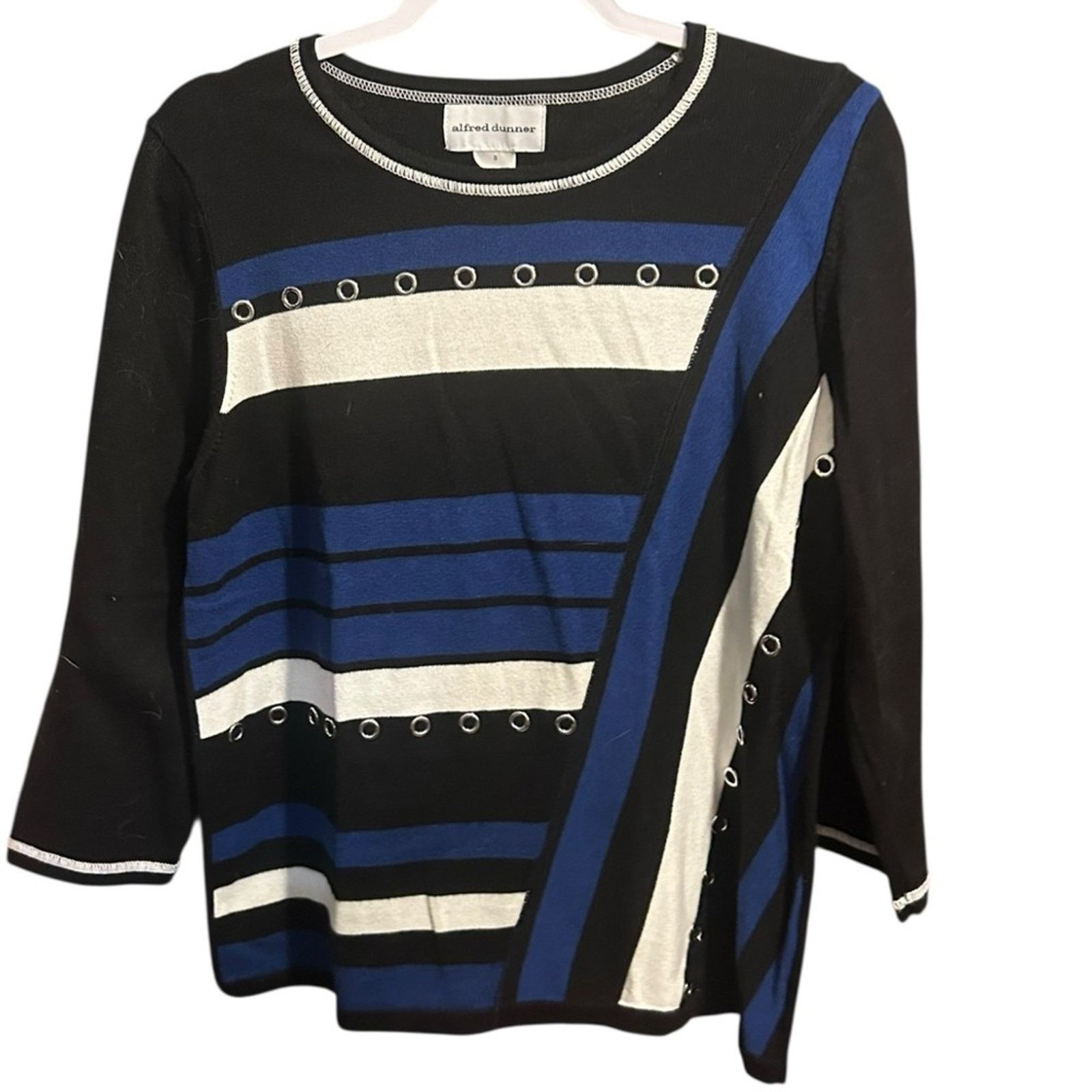 Other Alfred Dunner Asymmetrical Graphic Black Blue Blouse size S Size S / US 4 / IT 40 - 1 Thumbnail