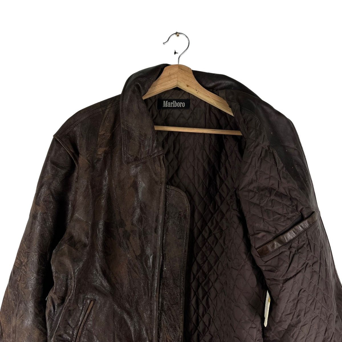 Marlboro 🔥VINTAGE BIKER GENUINE LEATHER JACKET FLY MARLBORO Size US S / EU 44-46 / 1 - 11 Thumbnail