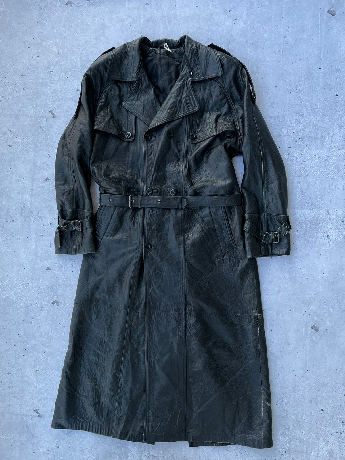 Pre-owned Leather X Vintage Military Leather Trench Coat Style Balenciaga In Black