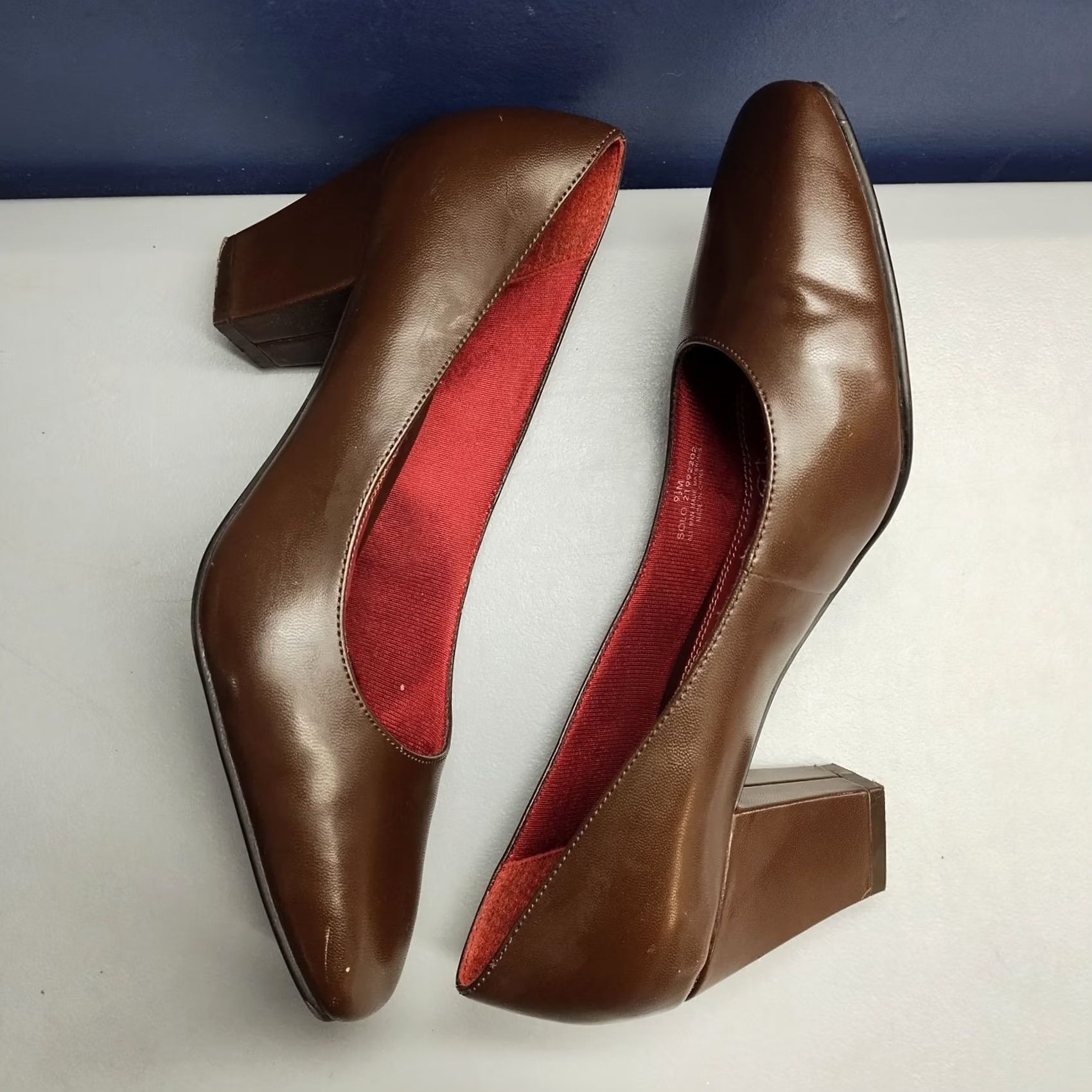 Vintage LifeStride Solo Pump Womens Size 9.5M Brown Synthetic Square Toe Slip On Pump Size US 10 / IT 40 - 4 Thumbnail