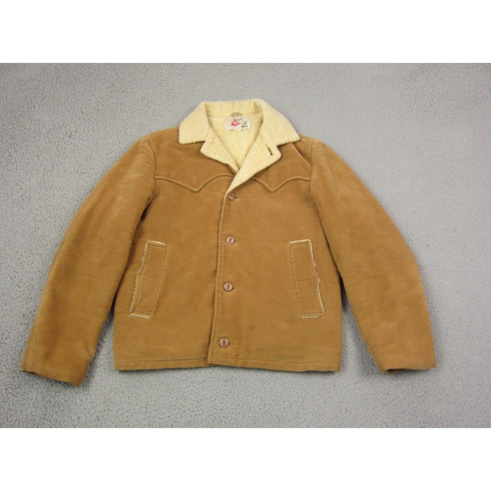 Doublet VINTAGE Double K Brand Jacket Mens 40 Brown Suede Bomber Jacket 80s 90s Lined Zipper Button Regular/Adult Mens Size US XXS / EU 40 - 2 Thumbnail