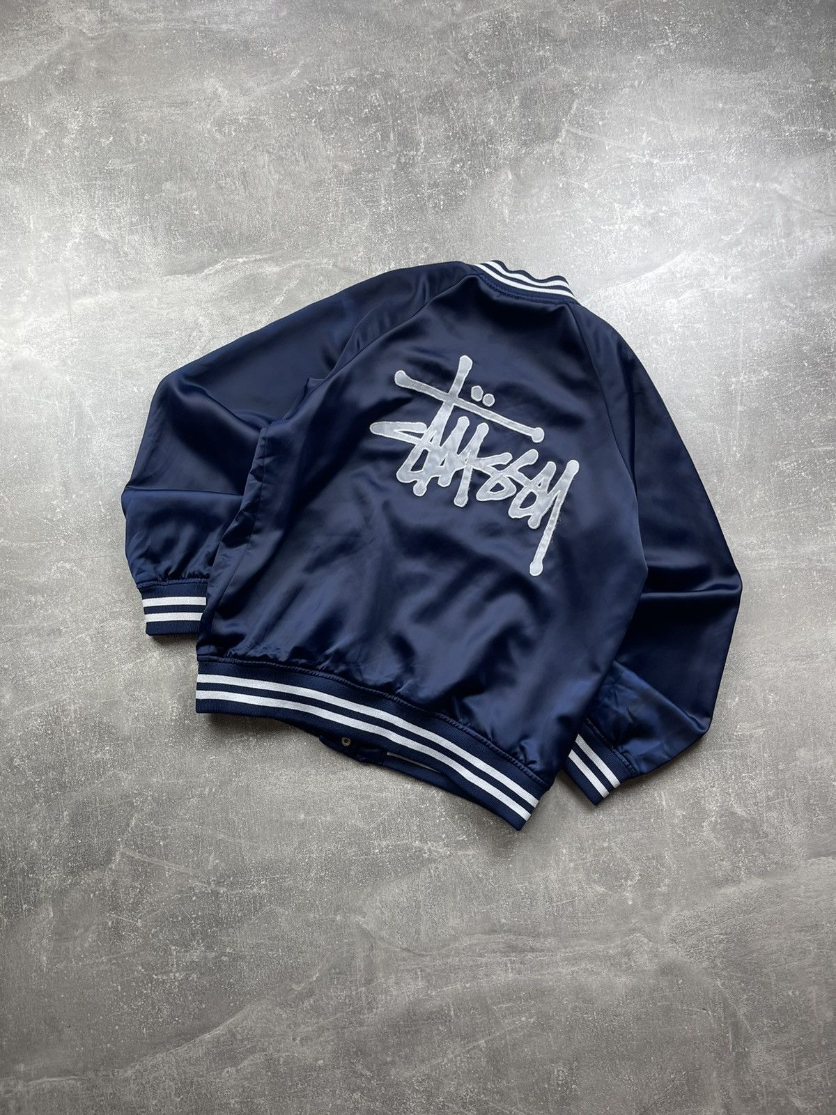 Buy Stussy S Talk Melton Varsity Jacket 'Black' - 115665