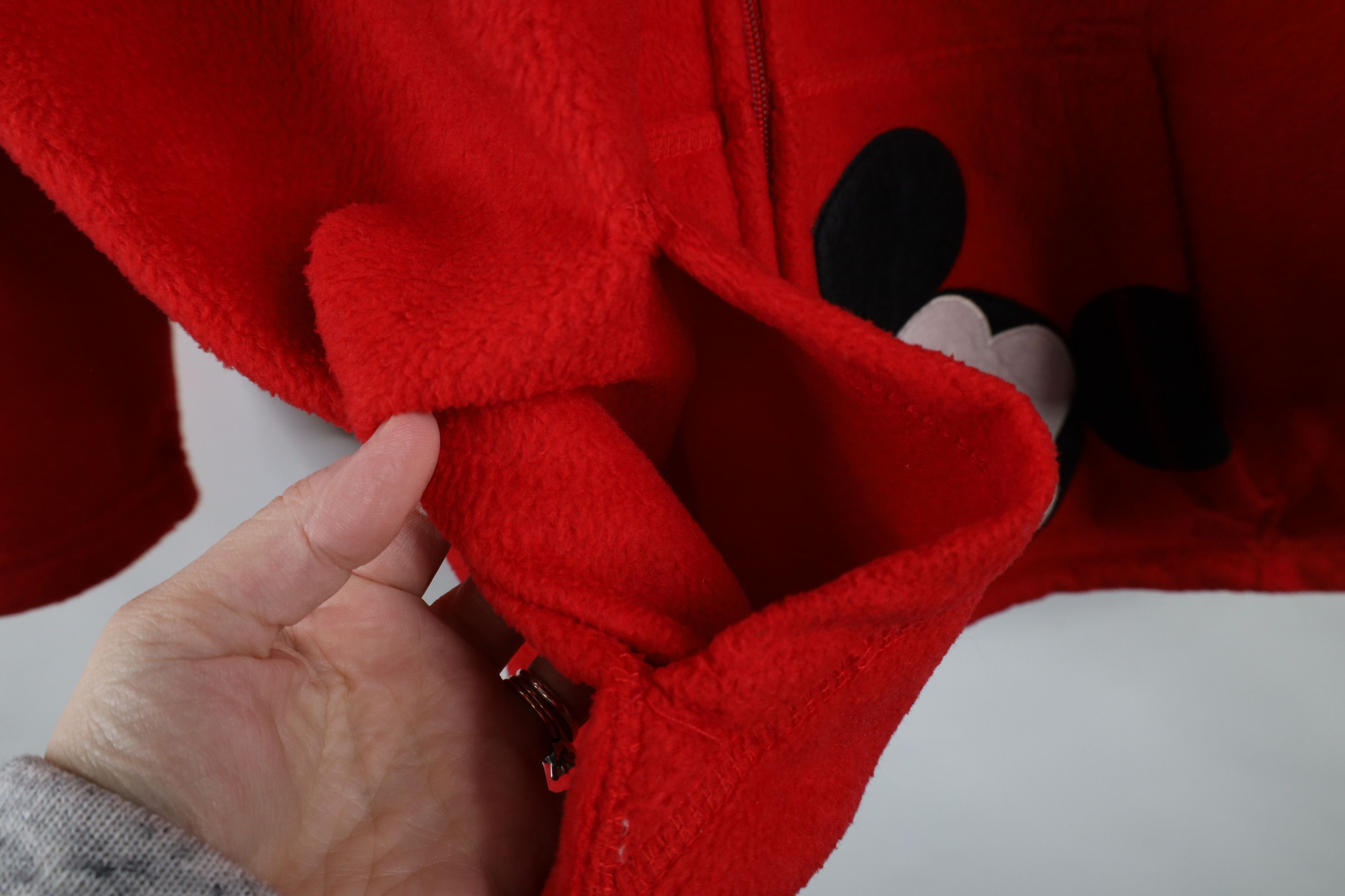 Disney × Vintage Vintage 90s Disney Mickey Mouse Full Zip Fleece Hoodie Red Size 3XL / US 20-22 - 8 Thumbnail