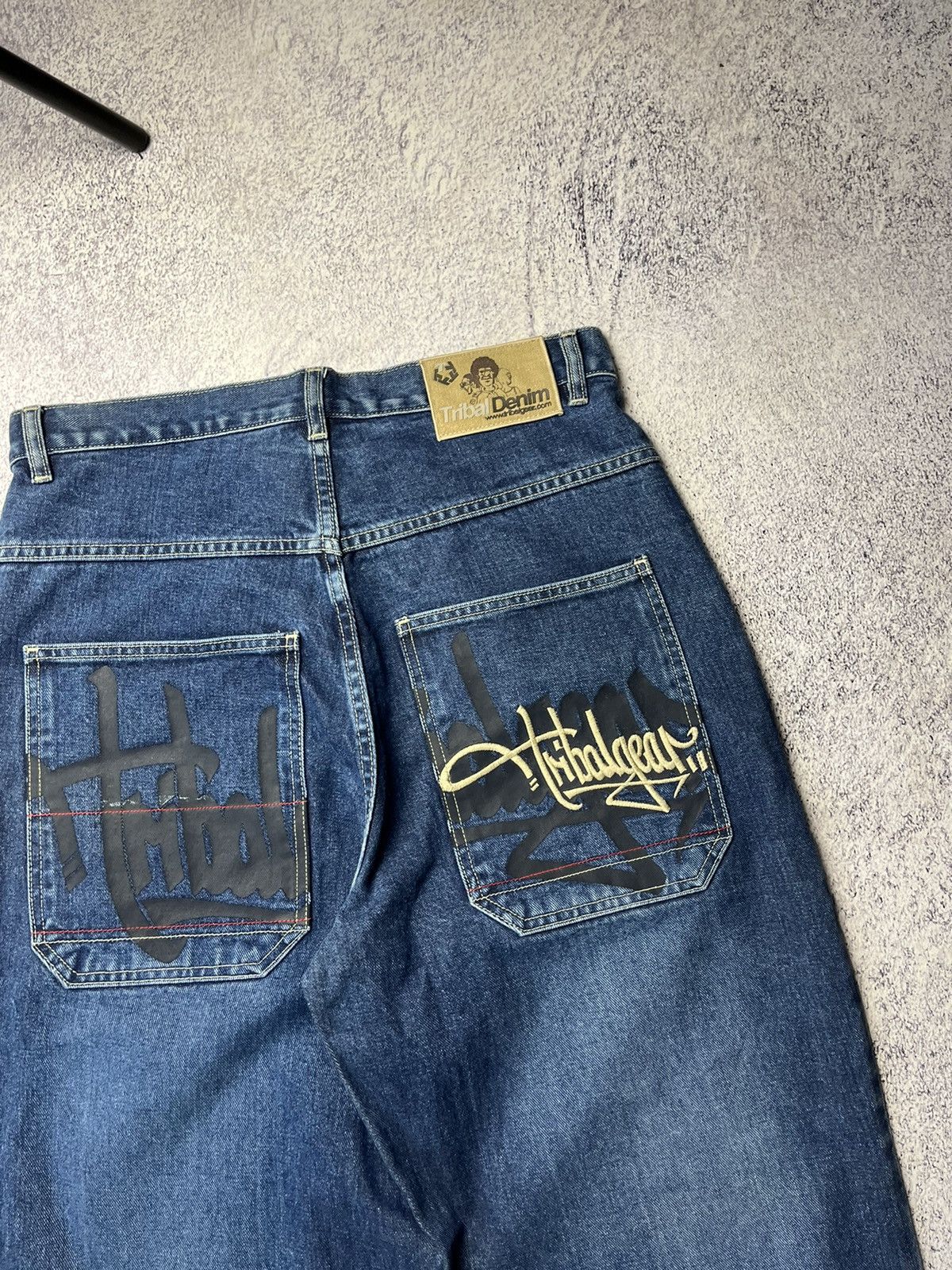 Japanese Brand Vintage Blue Embroidery Baggy Winged Jeans Y2K Size US 32 / EU 48 - 9 Thumbnail