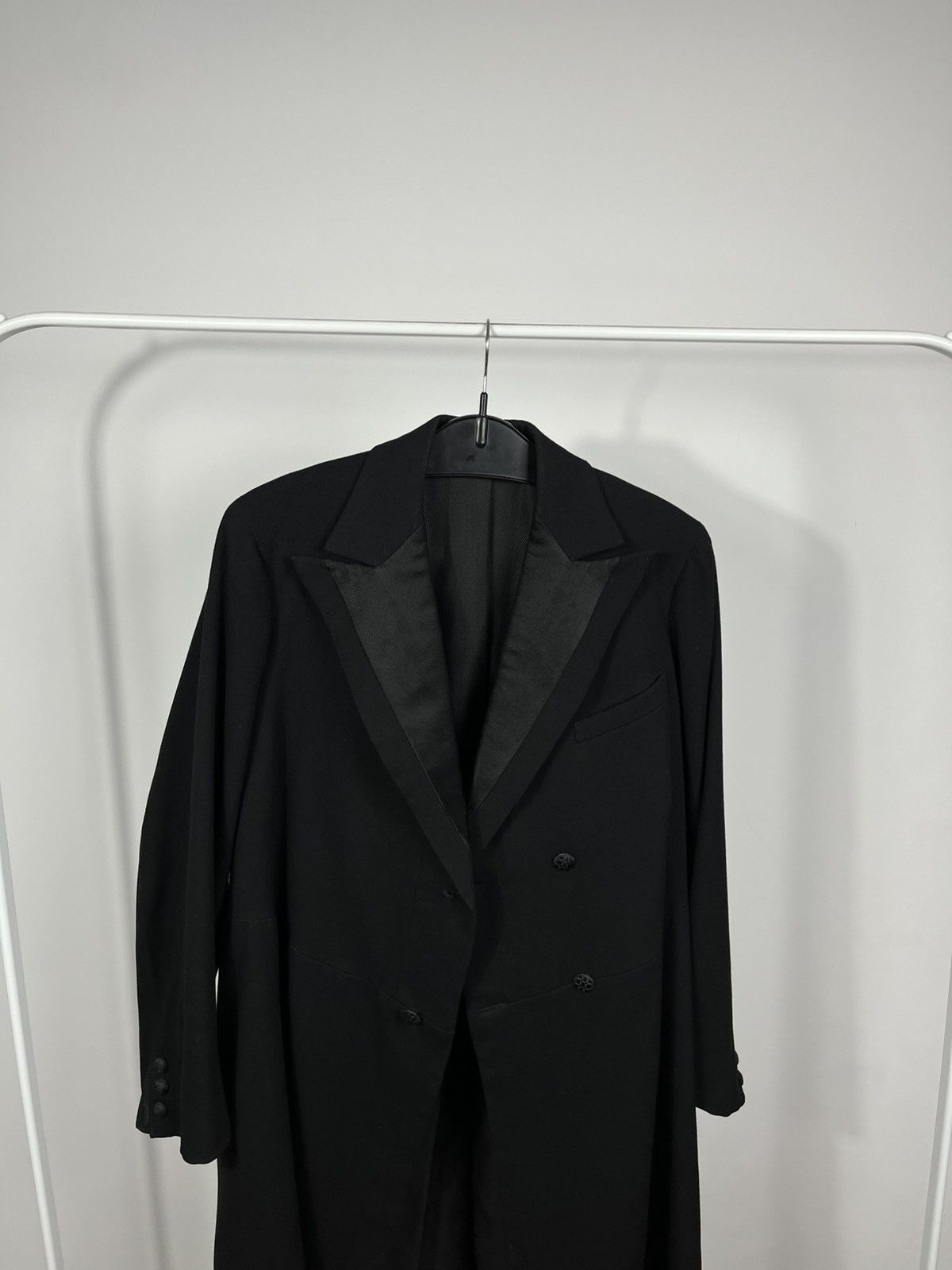 Other Vintage Black Tailcoat Style Long Coat Jacket Satin Collar Size US S / EU 44-46 / 1 - 8 Thumbnail