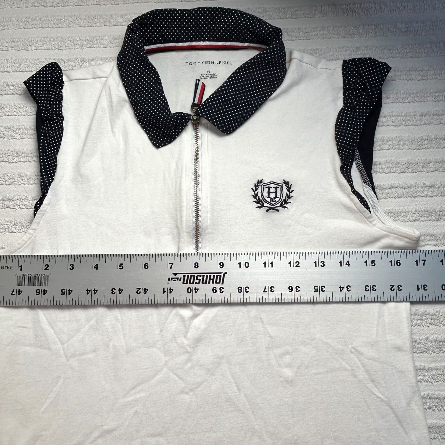 Tommy Hilfiger Tommy Hilfiger Sleeveless Shirt Women's Medium White 1/4 Zip Embroidered Top Size M / US 6-8 / IT 42-44 - 6 Thumbnail