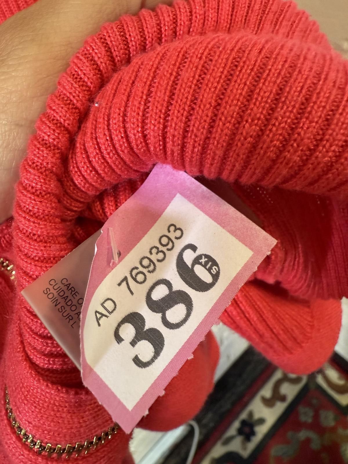 Designer Stylish Ribbed Zip-Up Cardigan in Vibrant Red Size L / US 10 / IT 46 - 3 Thumbnail