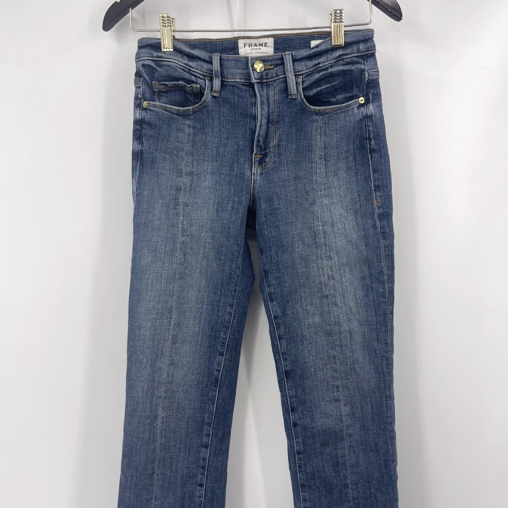 Frame Frame Denim Le Nouveau Jeans Womens 25 Straight Split Hem High y2k Boho READ Size 42" / US 20 - 3 Thumbnail