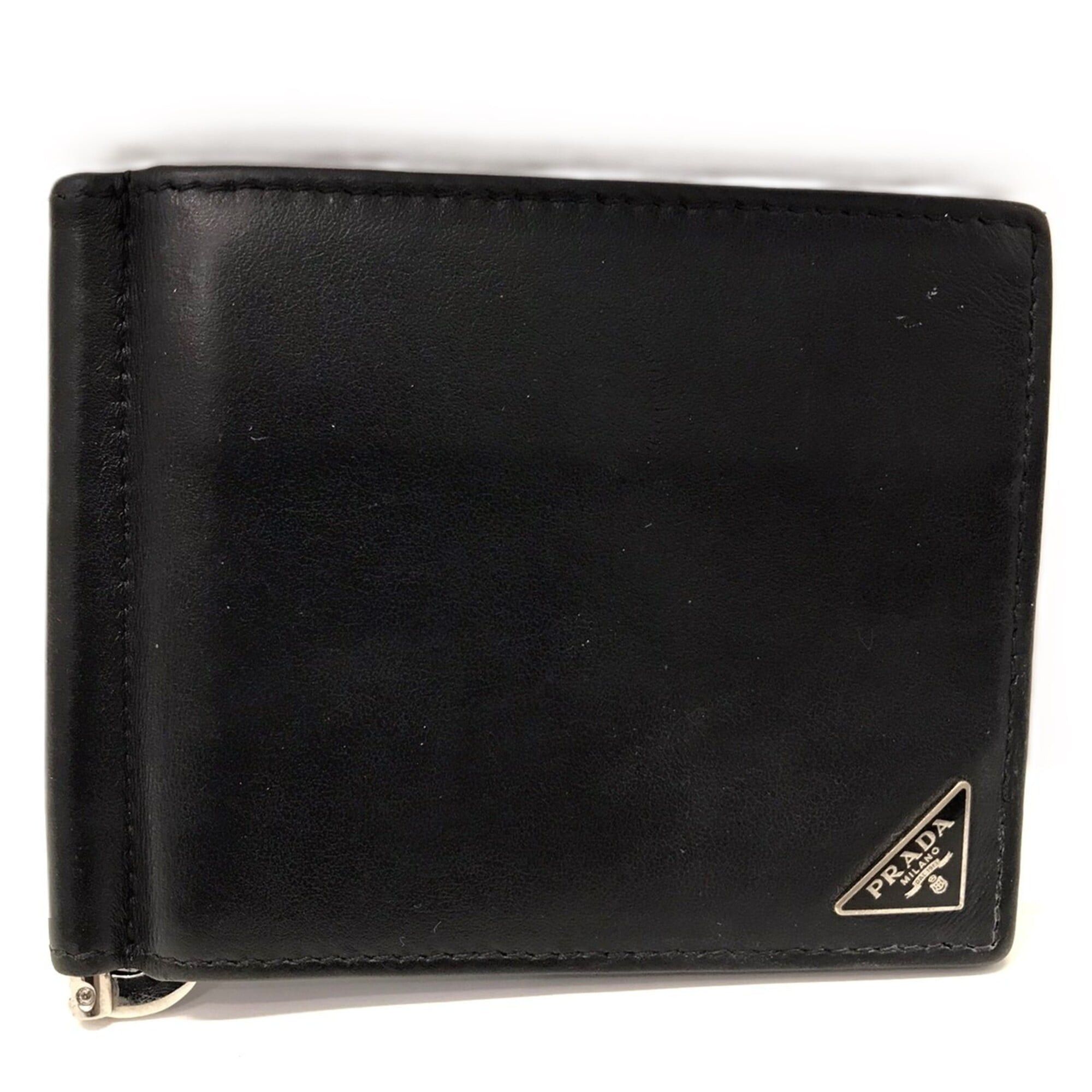 Prada Prada Money Clip Leather Black Bi-fold Wallet Triangle 2M1077 PRADA Size ONE SIZE - 1 Thumbnail