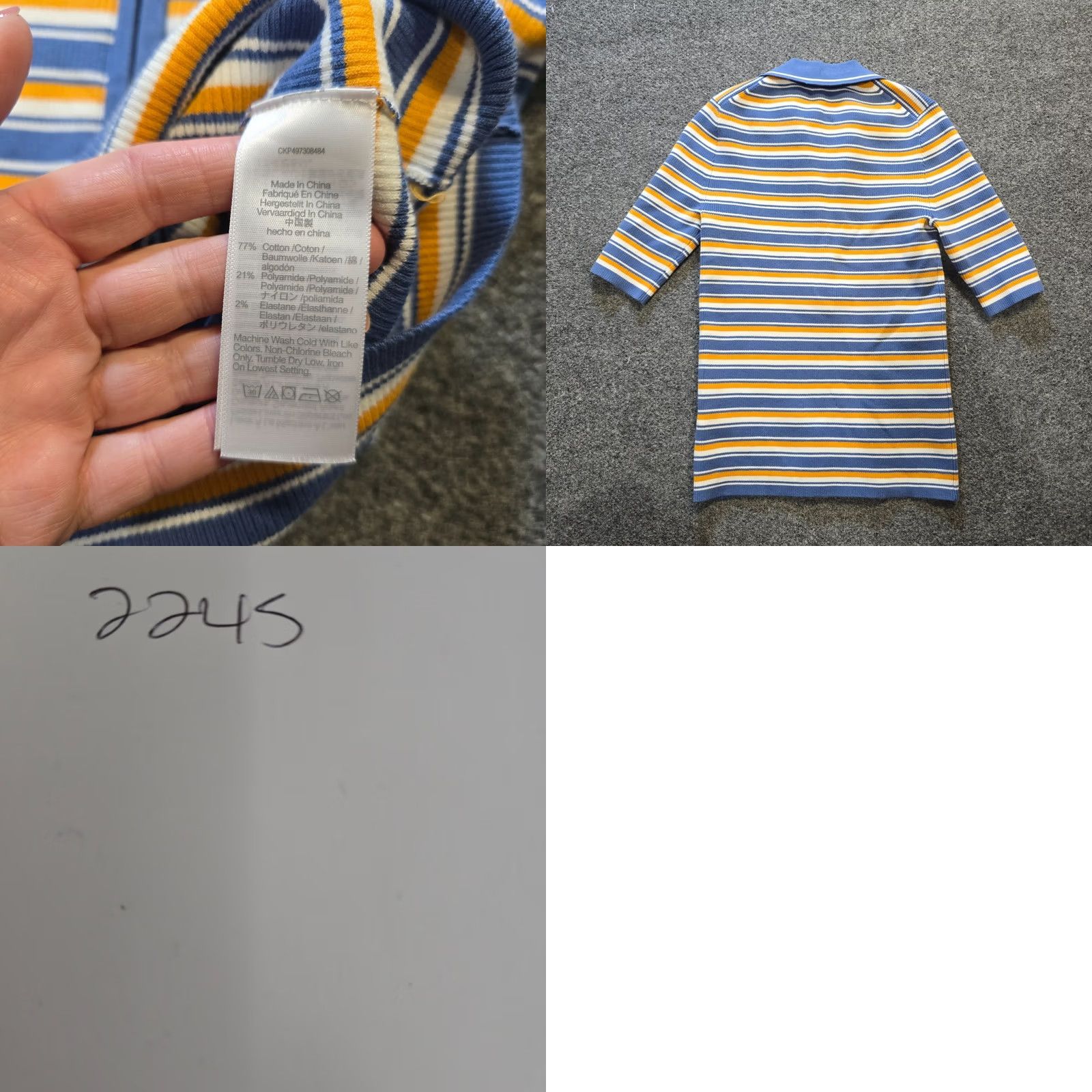 Madewell Madewell Top Womens Size S Blue Striped Ribbed 1/4 Zip Short Sleeve Casual Shirt Size S / US 4 / IT 40 - 8 Thumbnail