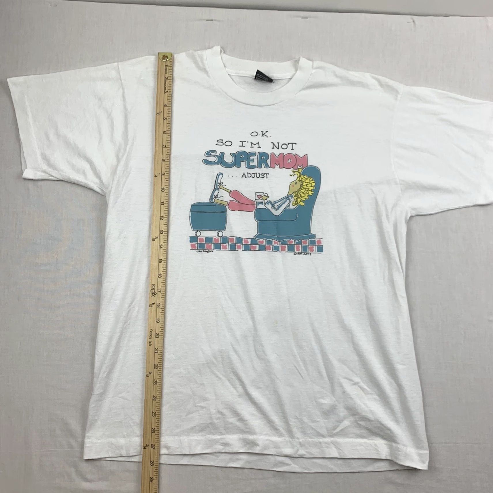 Vintage VINTAGE Mom Shirt Adult XL White I’m Not Super Mom 1980s Graphic Goofy Screen Stars Tee Mens XL 80s Funny Size US XL / EU 56 / 4 - 7 Thumbnail