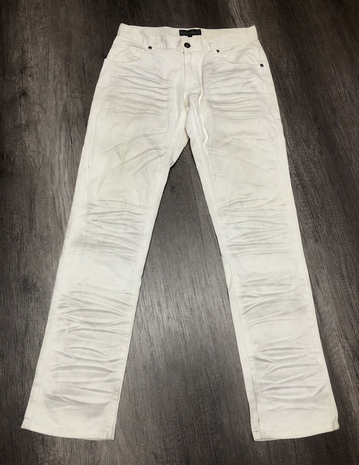 In The Attic × Japanese Brand In The Attic Homme White Slim Fit Distressed Jeans Size US 29 - 11 Thumbnail