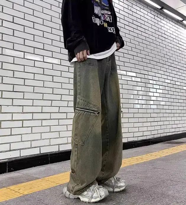 Japanese Brand Retro washed straight leg loose flared jeans Size US 32 / EU 48 - 3 Thumbnail