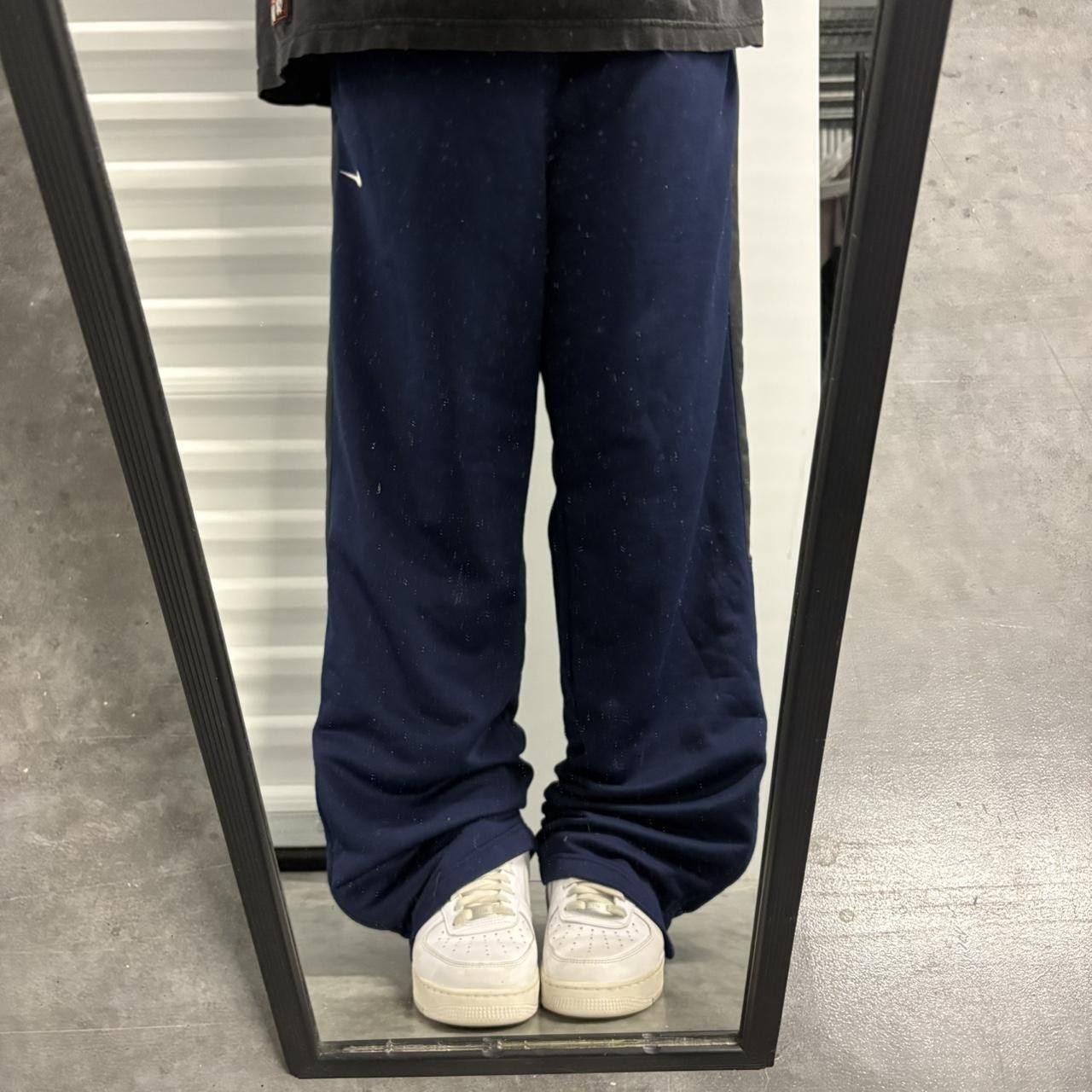 Nike Crazy Vintage Y2K/2000s Baggy Nike Navy Blue Dri-Fit Track Pants with Leg Zippers! Size US 34 / EU 50 - 1 Thumbnail