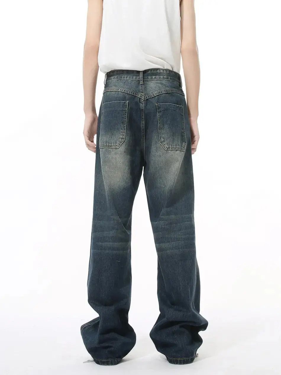Japanese Brand Retro loose straight leg spliced wide leg jeans Size US 32 / EU 48 - 5 Thumbnail