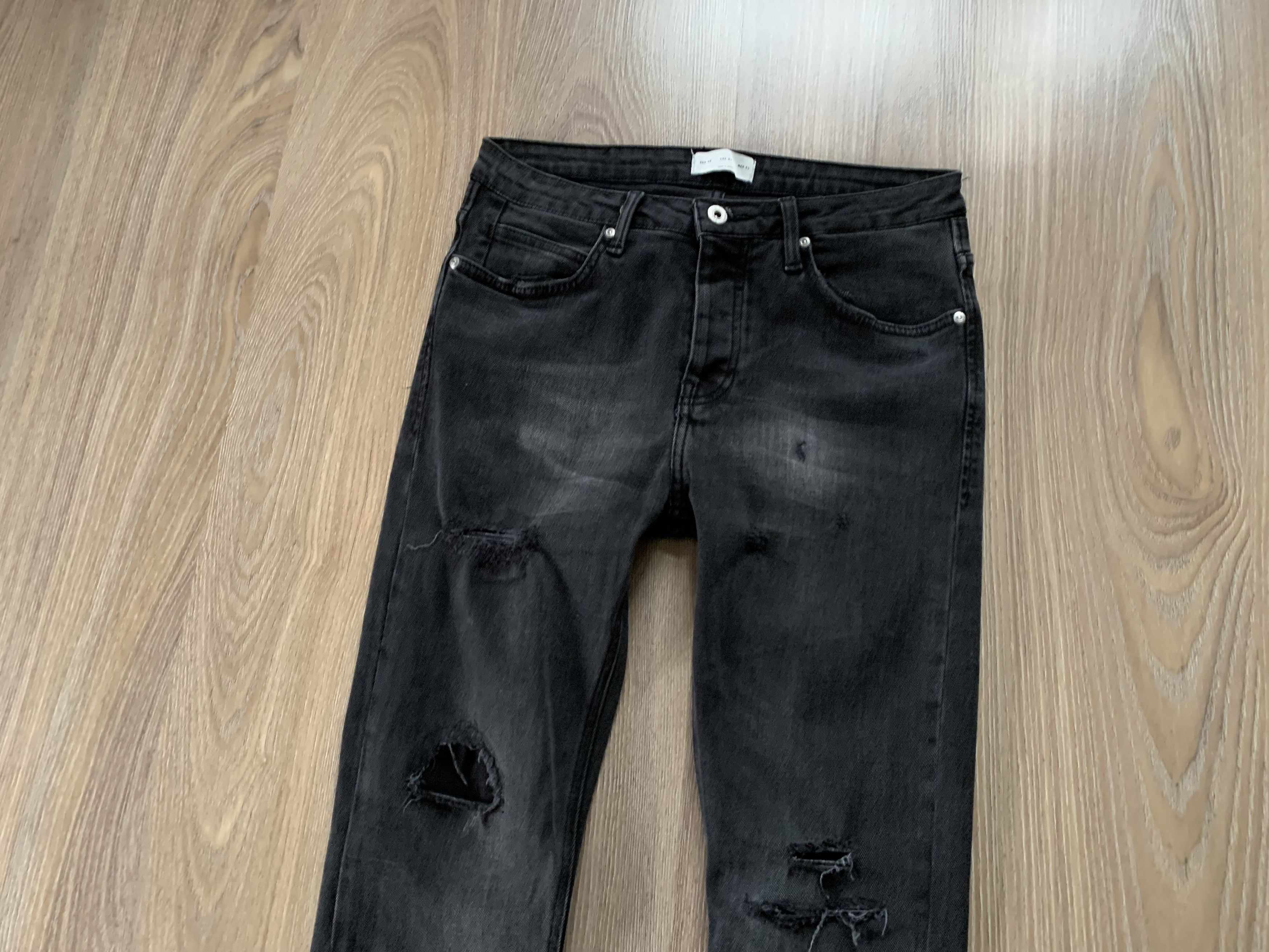 Zara Zara Man Stretch Black Distressed Jeans Size US 31 - 4 Thumbnail