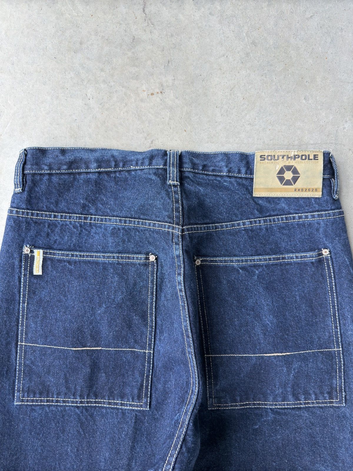 Southpole Vintage Y2K Southpole Dark Wash Embroidered Wide Leg Pants Size US 35 - 4 Thumbnail