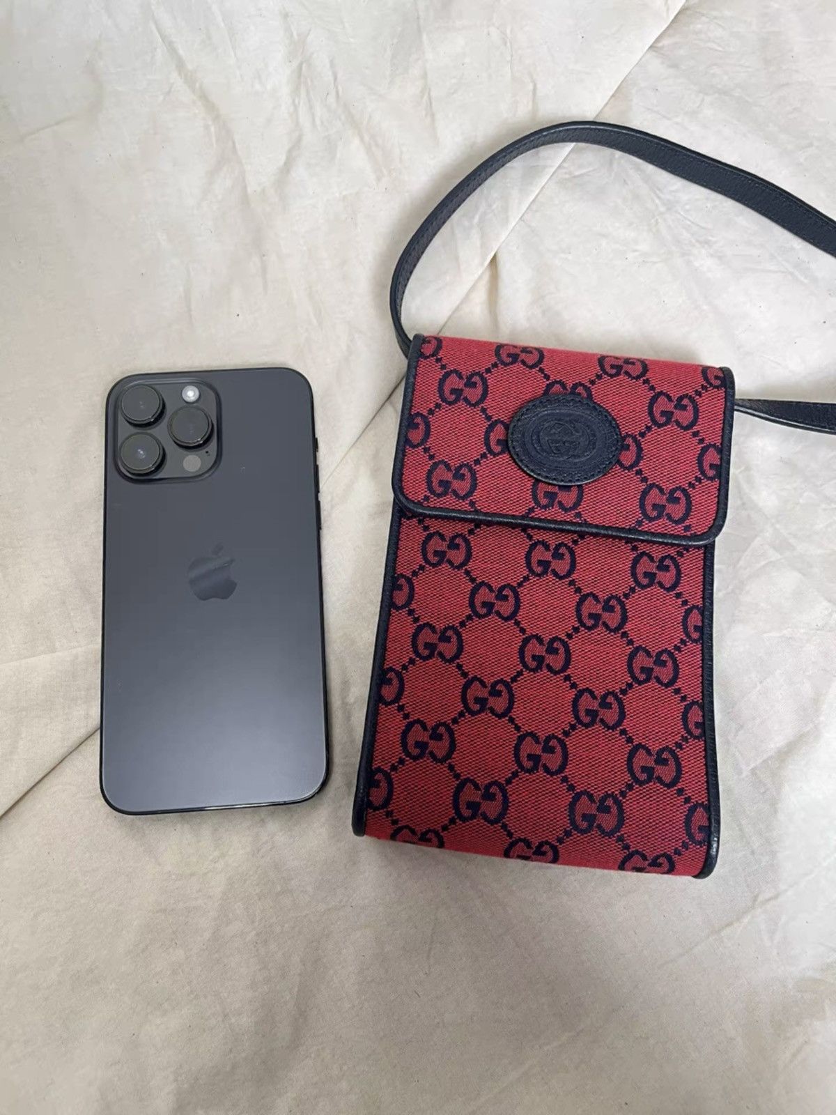 Gucci GUCCI Phone Case Shoulder Bag Canvas Red Size ONE SIZE - 7 Thumbnail