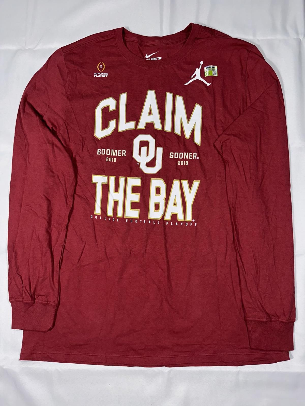 Designer Nike Air Jordan Claim The Bay OU Boomer Sooner Long Sleeve Shirt Size US XL / EU 56 / 4 - 1 Thumbnail