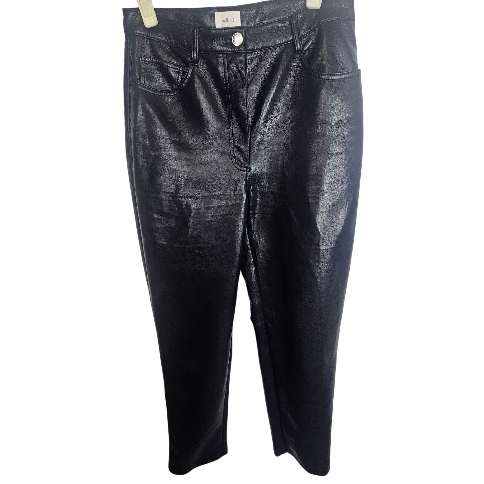 Aritzia Wilfred Womens Black Faux Leather High Waist Pants 8 Chic Size 30" / US 8 / IT 44 - 1 Thumbnail