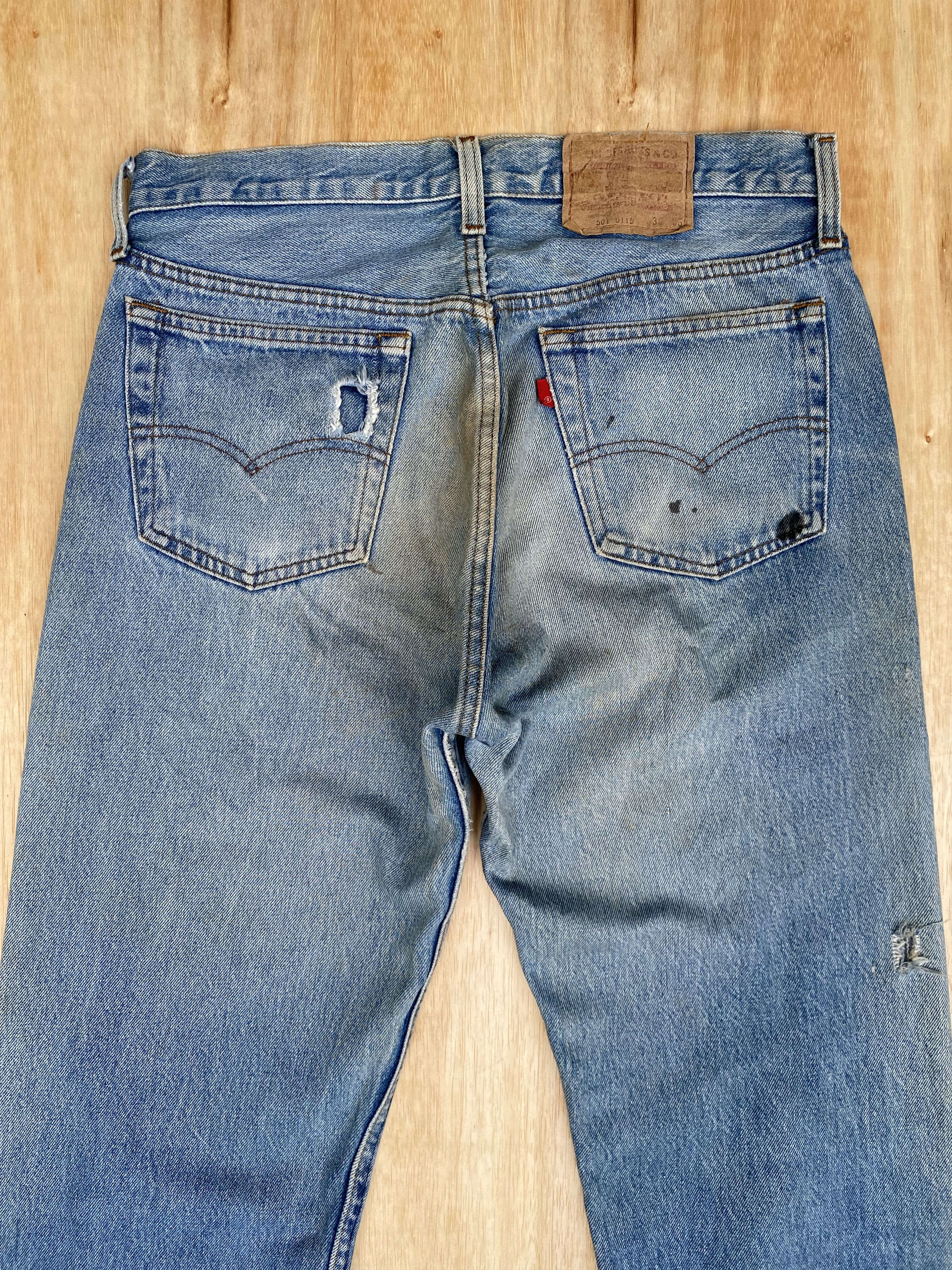 Levi's × Vintage Vintage 70s Levis 501 Single R Distressed dirty stonewash Size US 32 / EU 48 - 12 Thumbnail
