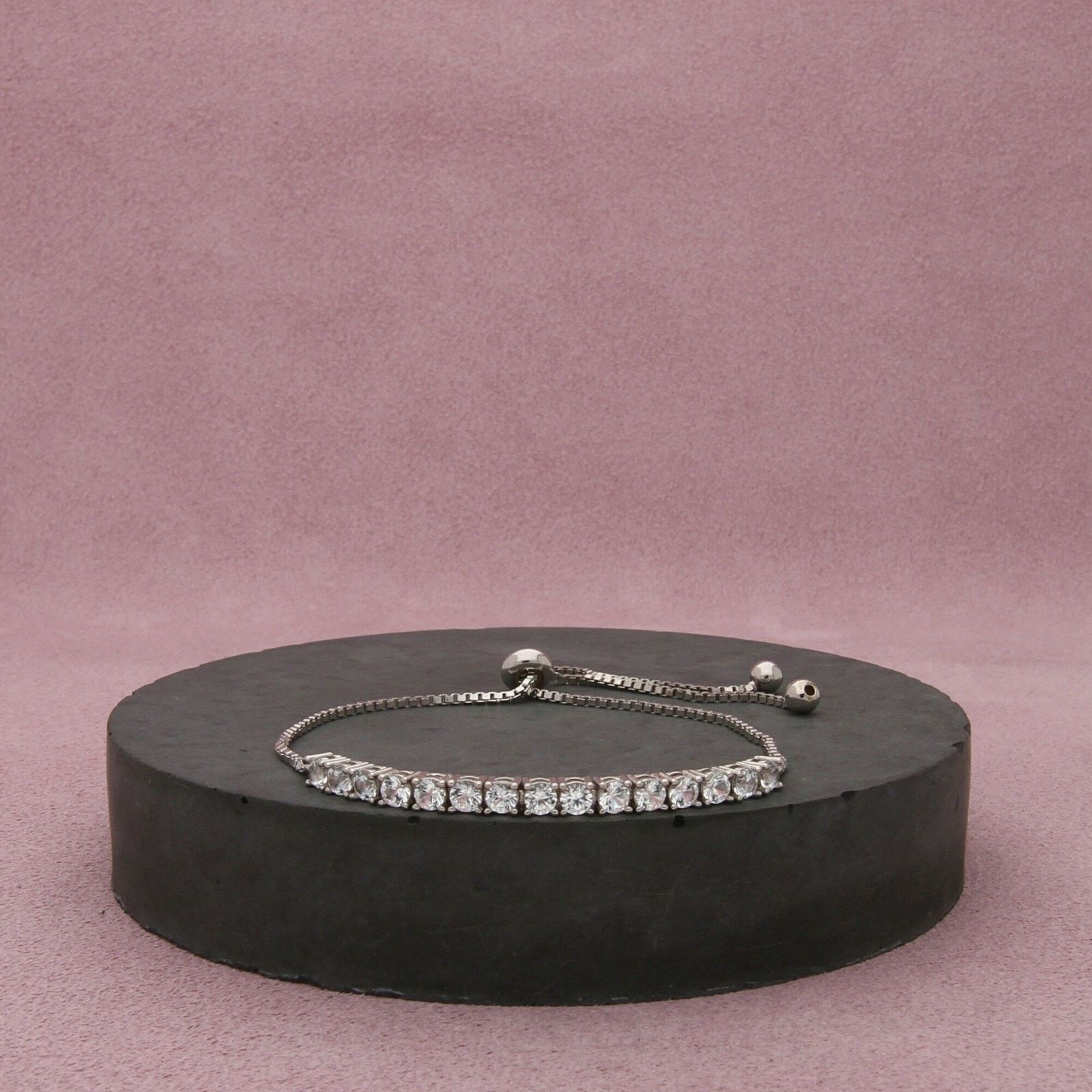 Sterling Silver sterling silver cz adjustable bolo bracelet size 6.25in Size ONE SIZE - 1 Thumbnail