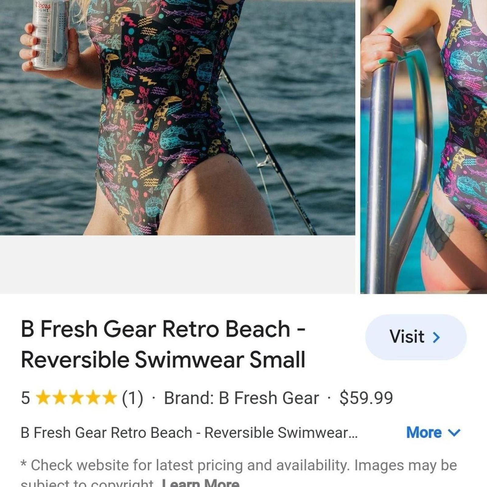 Designer Women's Multicolored Swimsuit-one-piece retro vibe Size ONE SIZE - 8 Thumbnail