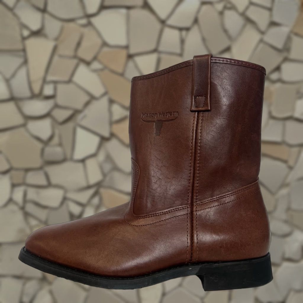 VINTAGE Vibrant Mason Western Boots Brown Leather Cowboy Mens US