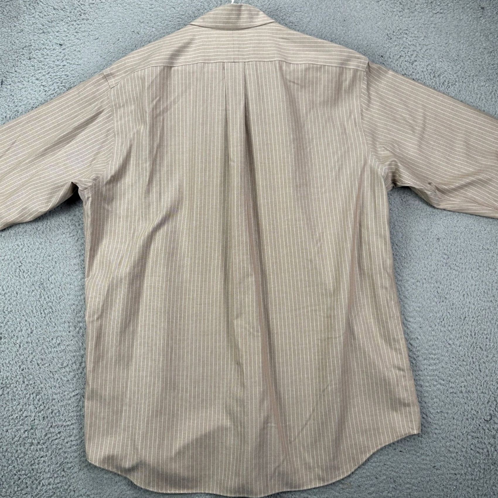 Vintage VINTAGE Paul Fredrick Mens 16.5-32 Shirt Dress Brown Stripes Classic Fit Button Down EUC Size 42R - 3 Thumbnail