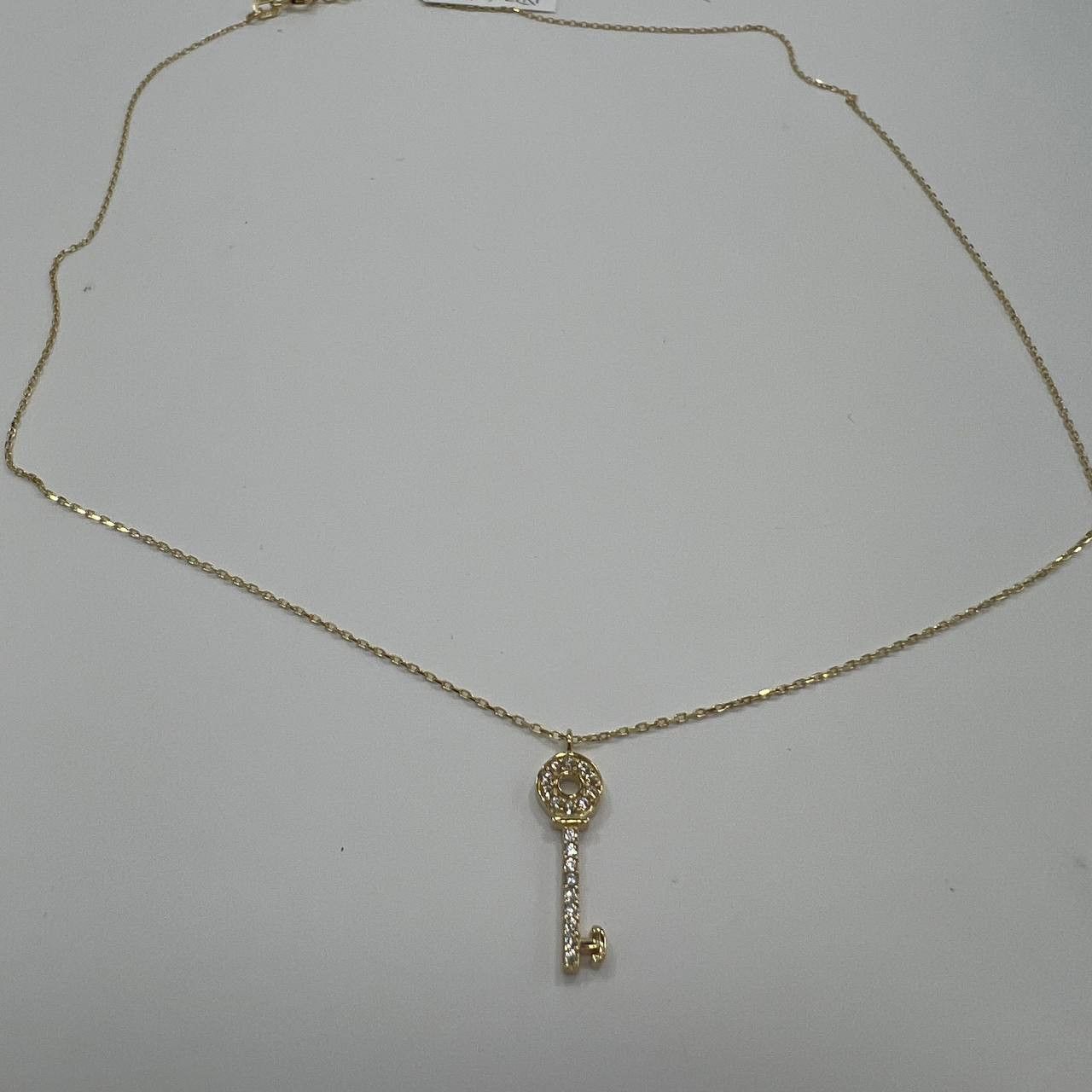 Other New Elegant 14K Solid Gold Necklace Italy- Key Pendant 1.6g Size ONE SIZE - 4 Thumbnail