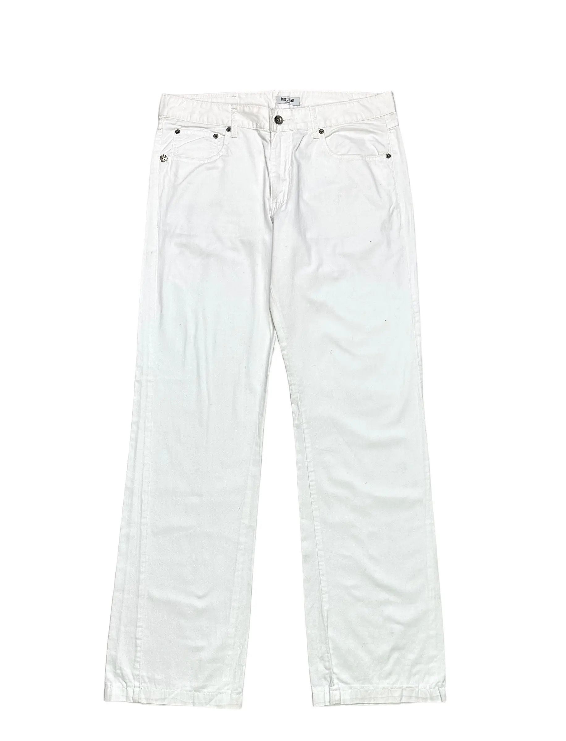 Image of Moschino White Clever Denim Pants, Men's (Size 30)