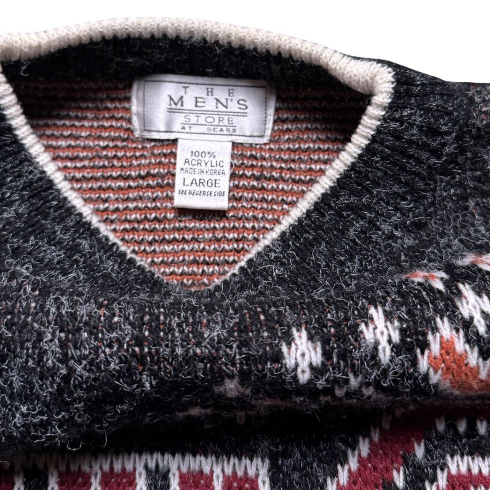 Sears Vintage Sears Mens Store Sweater Men Large Black Geometric Size US L / EU 52-54 / 3 - 3 Thumbnail