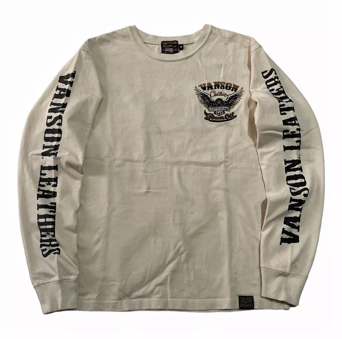 Vanson Leathers VANSON LEATHER Motorcycle Long Sleeve Tshirt Beige Size US M / EU 48-50 / 2 - 1 Thumbnail