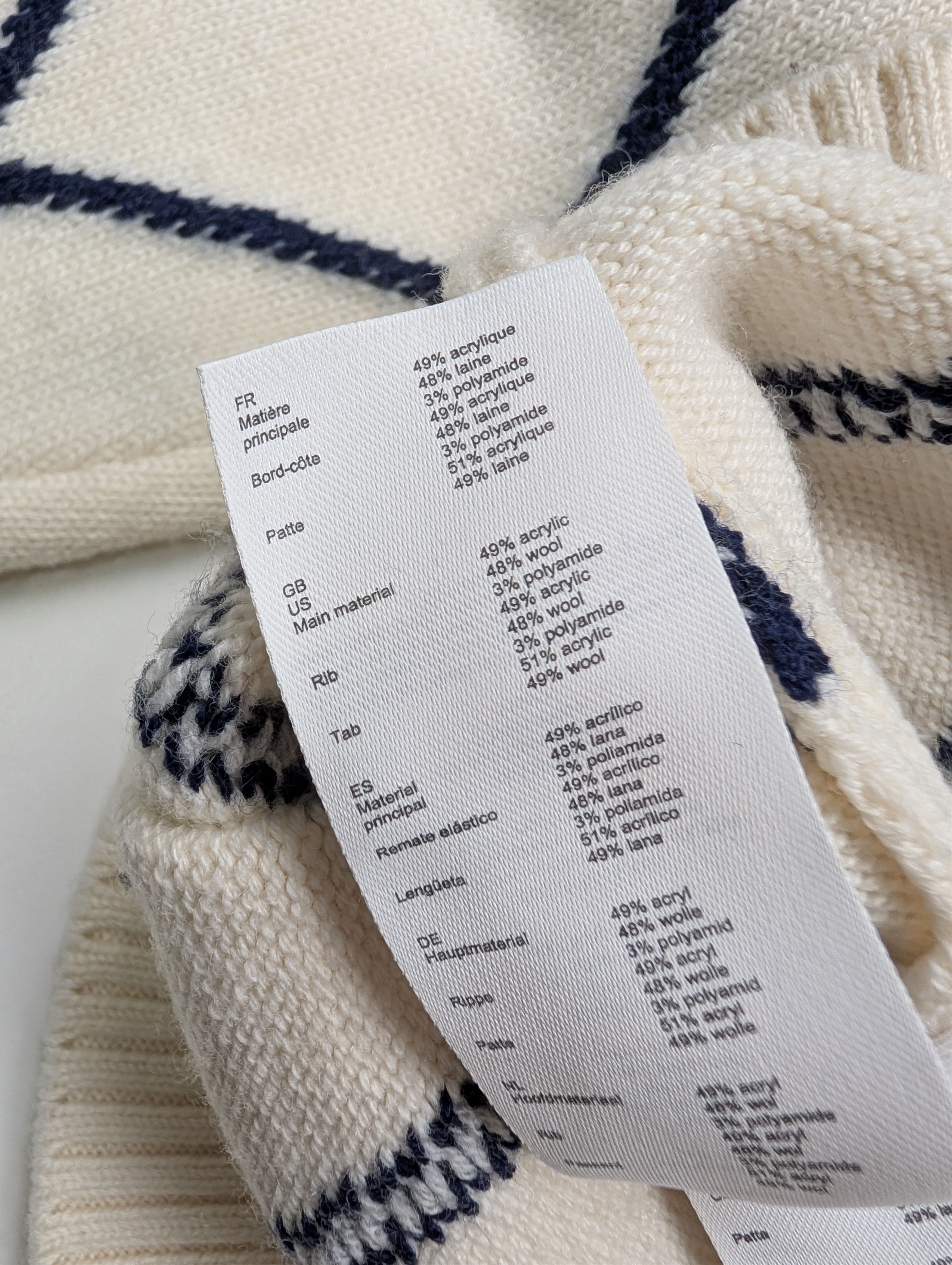 Maje Maje Beige With Navy Diamond-Pattern Cardigan Size XS / US 0-2 / IT 36-38 - 8 Thumbnail