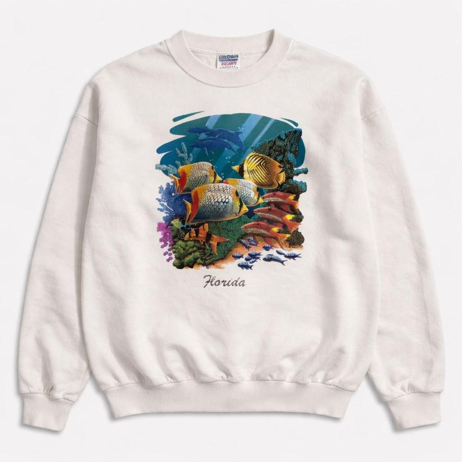 Gildan Florida Ocean Fish Tropical Sweatshirt Vintage Crewneck Size L / US 10 / IT 46 - 1 Thumbnail