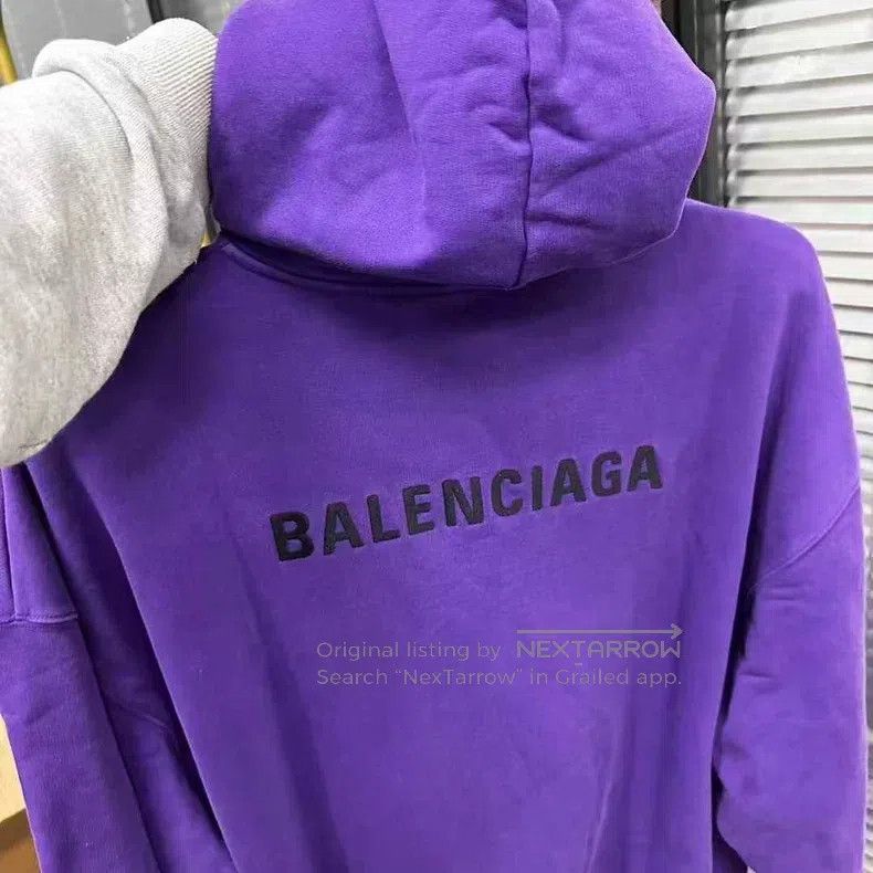 Balenciaga Balenciaga Front and Back Embroidered Purple Hoodie Size US M / EU 48-50 / 2 - 4 Thumbnail