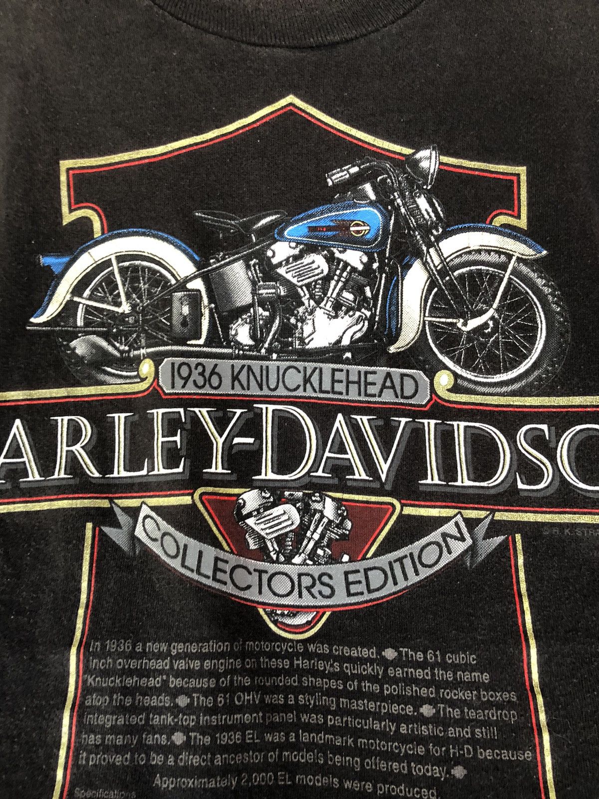 Harley Davidson Vintage 90’s Harley Davidson Knucklehead Rare Shirt Tee Size US M / EU 48-50 / 2 - 6 Thumbnail