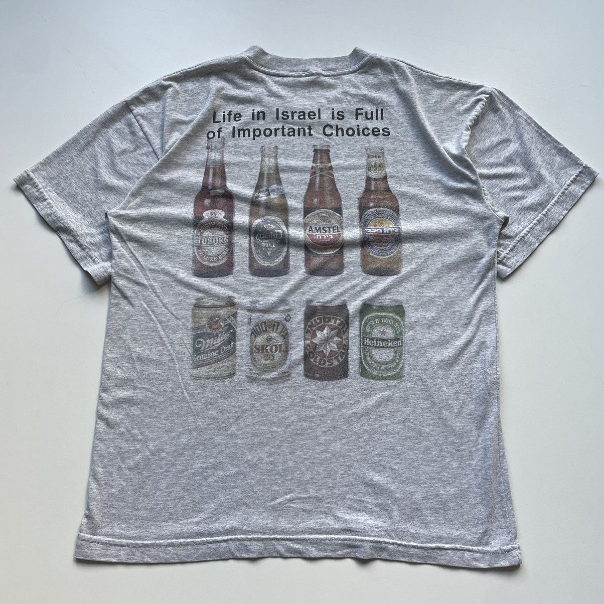 Vintage Vintage 90s Israel Beer Life Is Full Of Choices T Shirt XL Size US XL / EU 56 / 4 - 1 Thumbnail