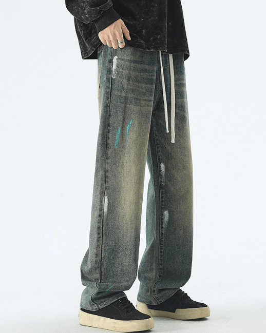 Japanese Brand × Jean American loose straight trendy ink-splashed versatile jeans Size US 32 / EU 48 - 3 Thumbnail