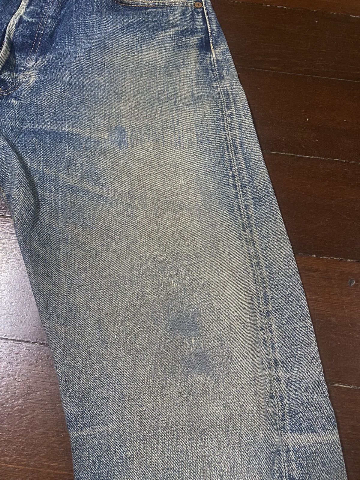 Denime Vintage 90s DENIME Japan Selvedge Distressed patch leather Size US 34 / EU 50 - 12 Thumbnail