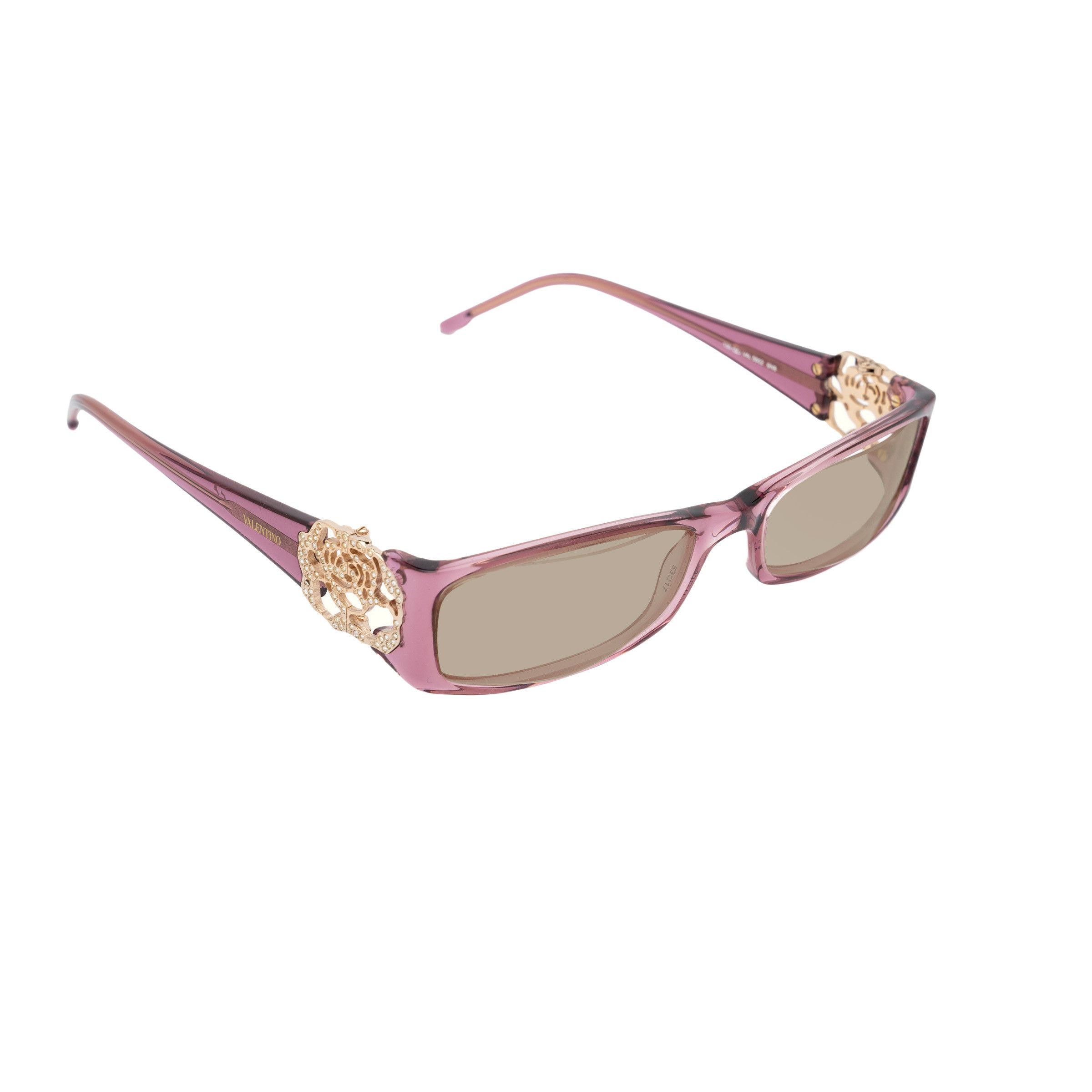 Valentino Valentino '00s Violet Rose with Gems Sunglasses Size ONE SIZE - 1 Thumbnail