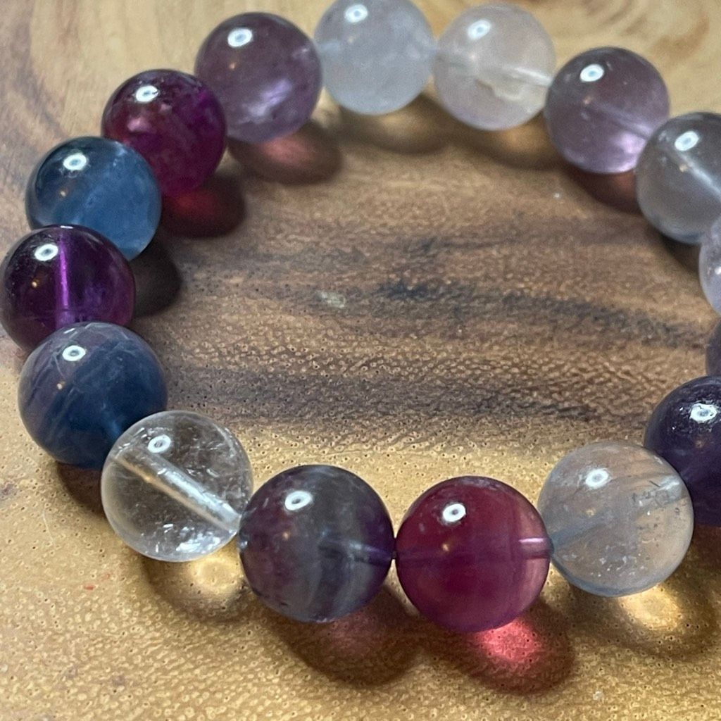 Other Fluorite bracelet striped layers rainbow colors stretch 12mm Size ONE SIZE - 3 Thumbnail