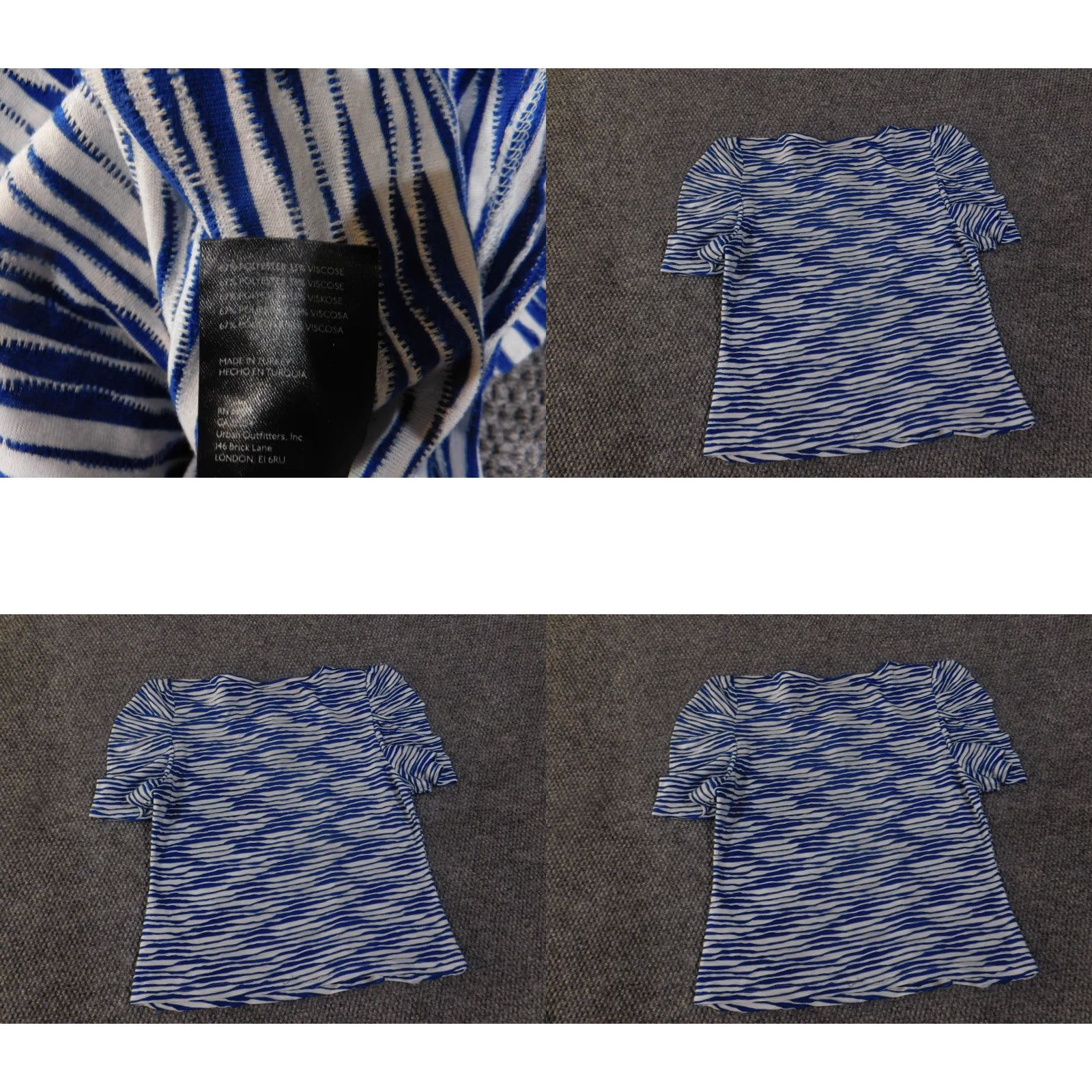 Vintage Maeve Shirt Womens Large Blue Geometric Puff Sleeve Short Sleeve V-Neck Button-Up Casual Spring Summer Womens L Blue Geometric Size L / US 10 / IT 46 - 8 Thumbnail