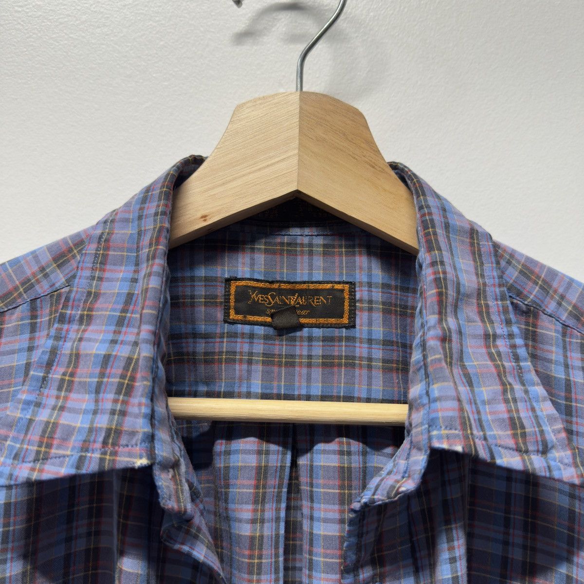 Yves Saint Laurent 90s YSL Plaid Shirt Faded Distressed ERD Grunge Chrome Size US M / EU 48-50 / 2 - 3 Thumbnail