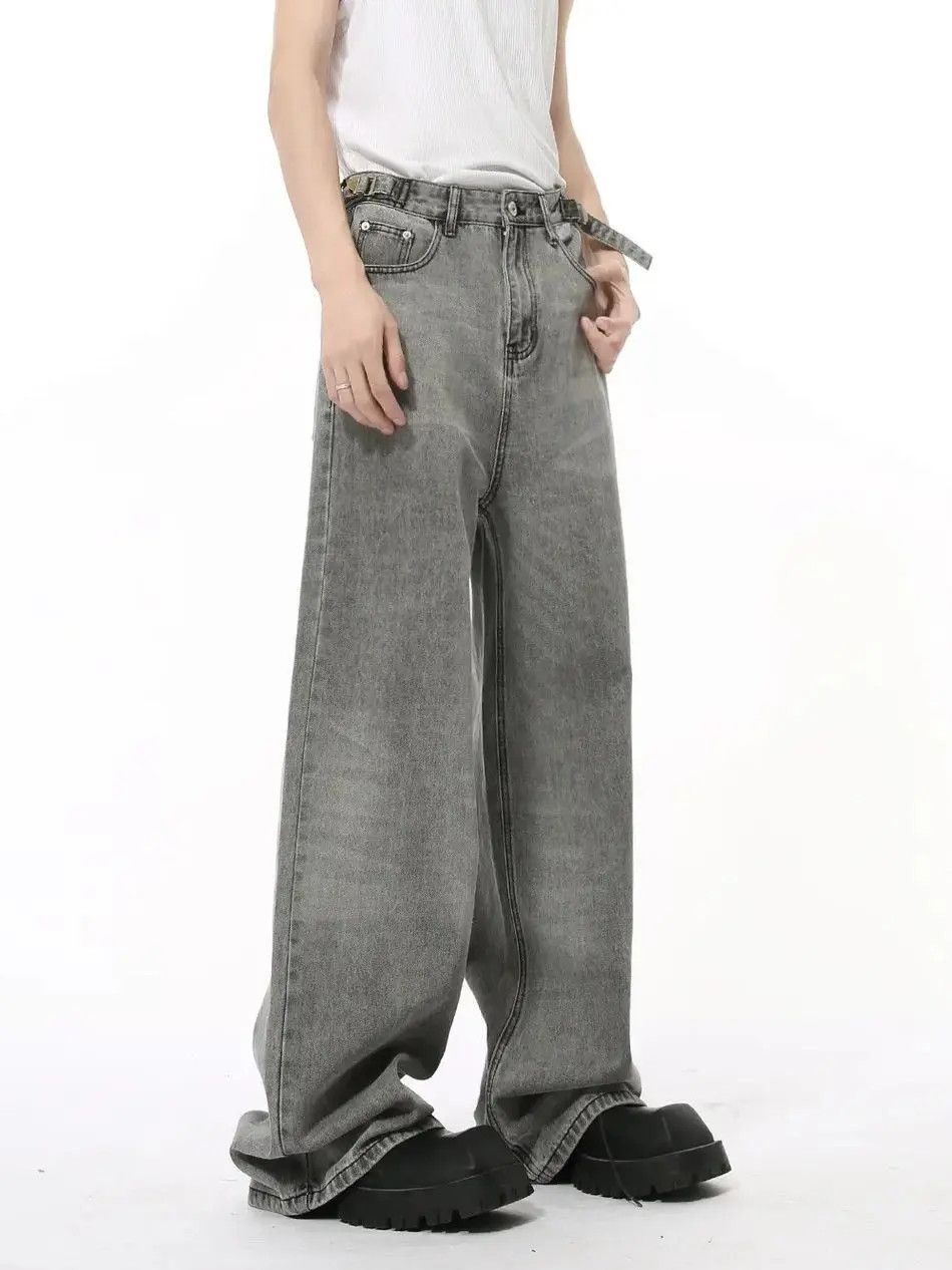 Japanese Brand Retro grey straight leg loose jeans Size US 32 / EU 48 - 3 Thumbnail
