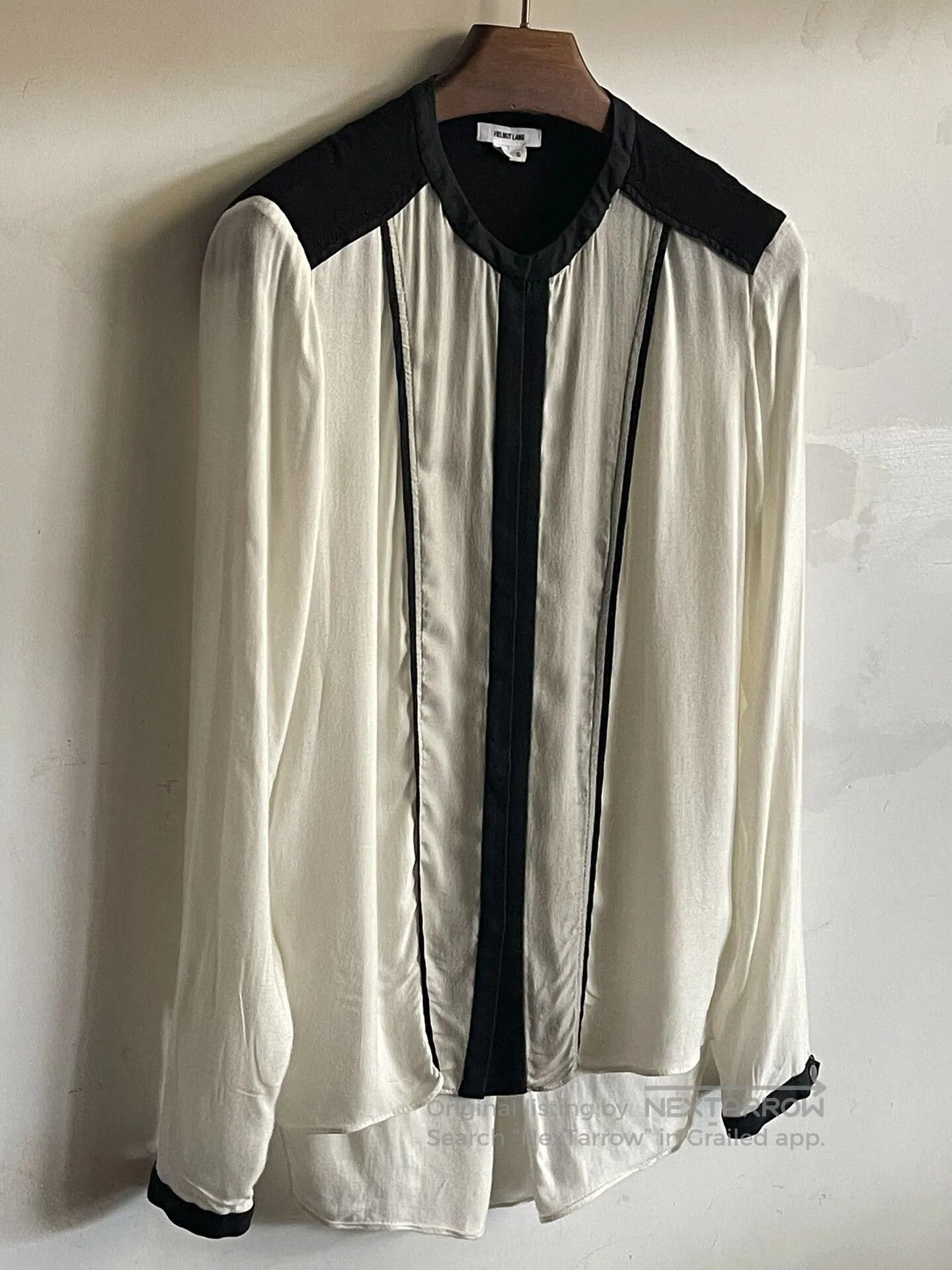 Helmut Lang Helmut Lang Silk Shirt with Contrast Trim. Size S / US 4 / IT 40 - 2 Thumbnail